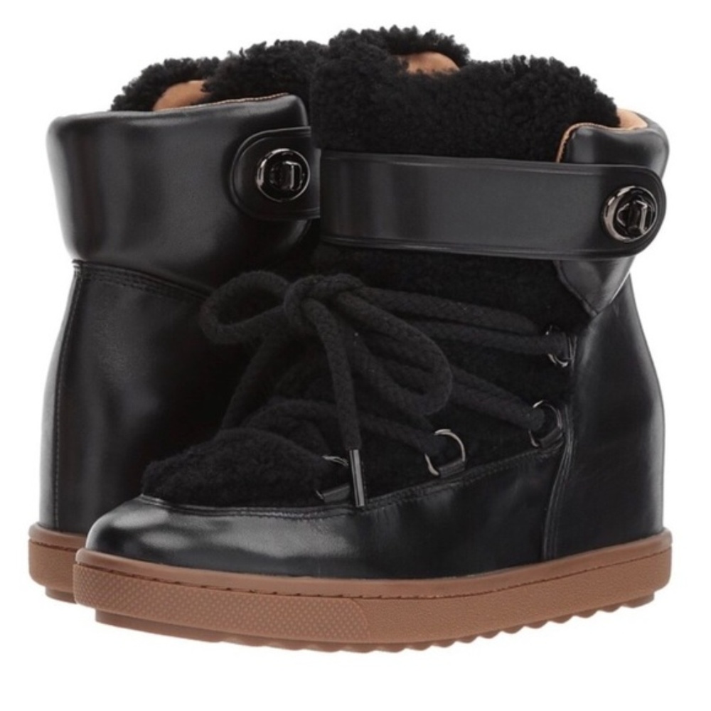 NWOT Coach Monroe Leather & Shearling Boots Sz 7.5
